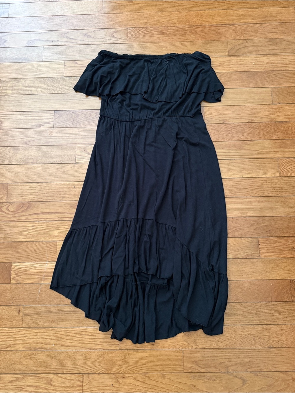 Urban Outfitters Ecoté Black Off-Shoulder Ruffle Midi Dress